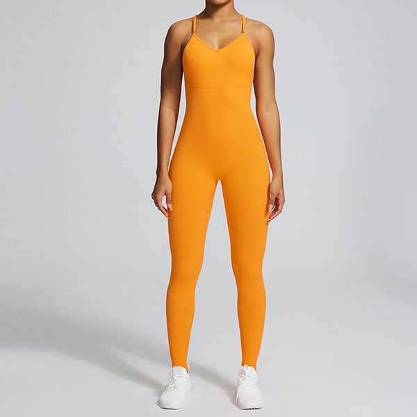Seamless Full-Length Strappy Workout Jumpsuit