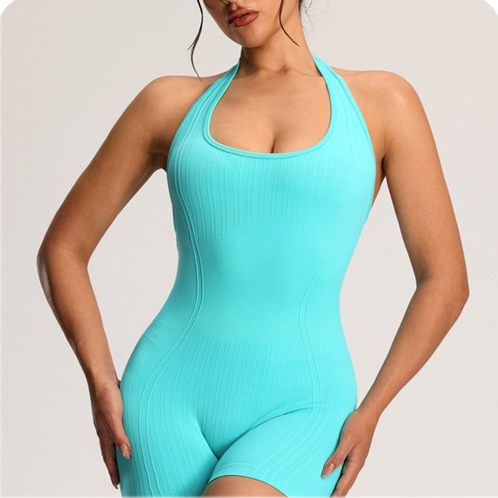 Seamless Stretch Halter Neck One-Piece Yoga Suit